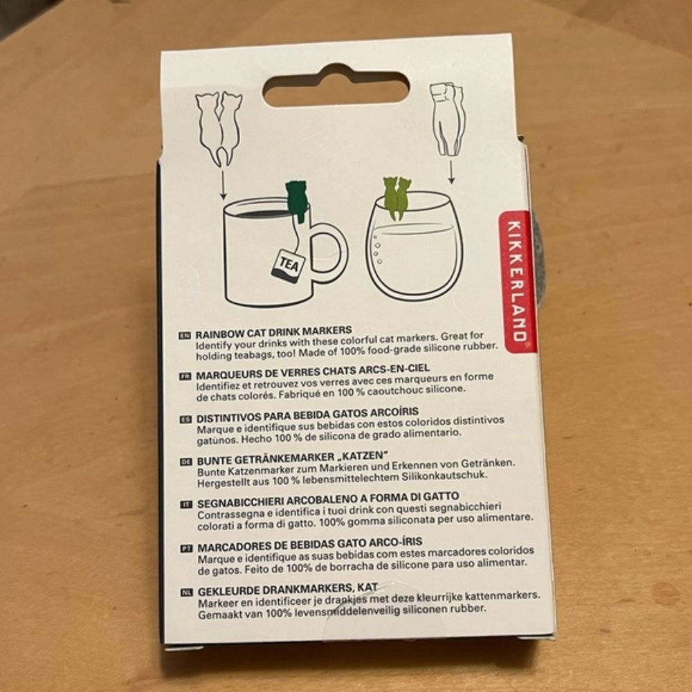 Kikkerland Multicolor Cat Drink Markers NIB - Picture 5 of 5